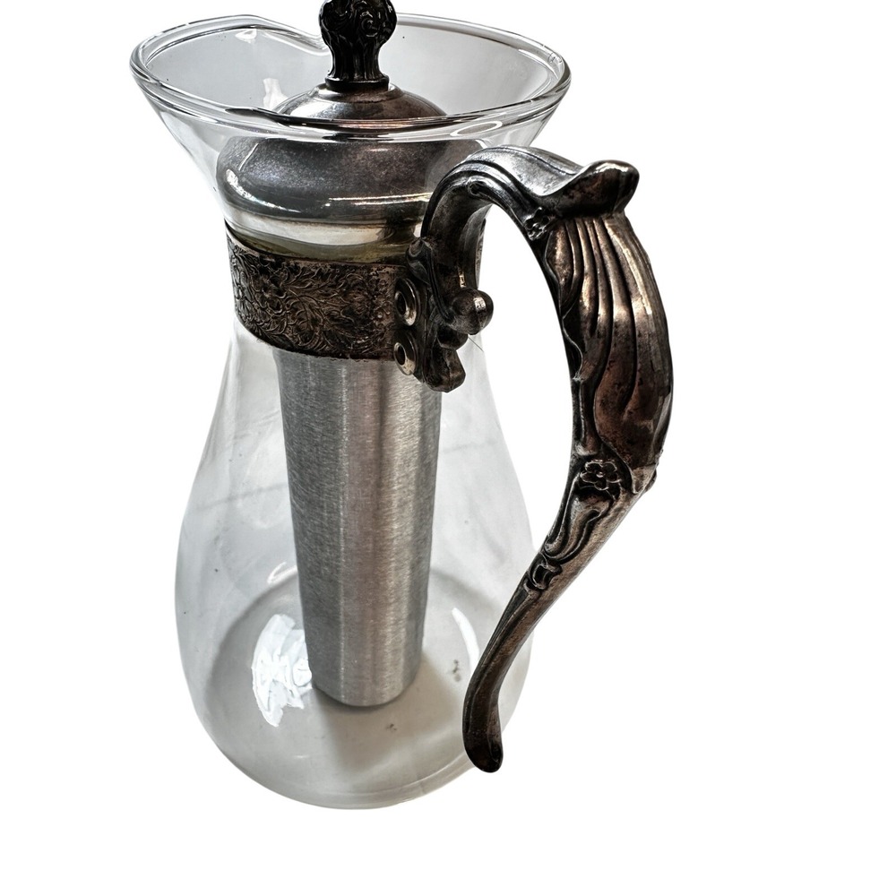 Sheridan Silver Plated Glass‎ Wine Iced Tea Carafe Pitcher Antique Vintage